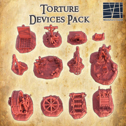 Torture Devices Pack - Tabletop Terrain - 28 MM, Tabletop 3D Printed Terrain by MiniatureLand, Perfect for Wargaming and RPGs