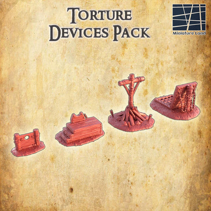 Torture Devices Pack - Tabletop Terrain - 28 MM, Tabletop 3D Printed Terrain by MiniatureLand, Perfect for Wargaming and RPGs