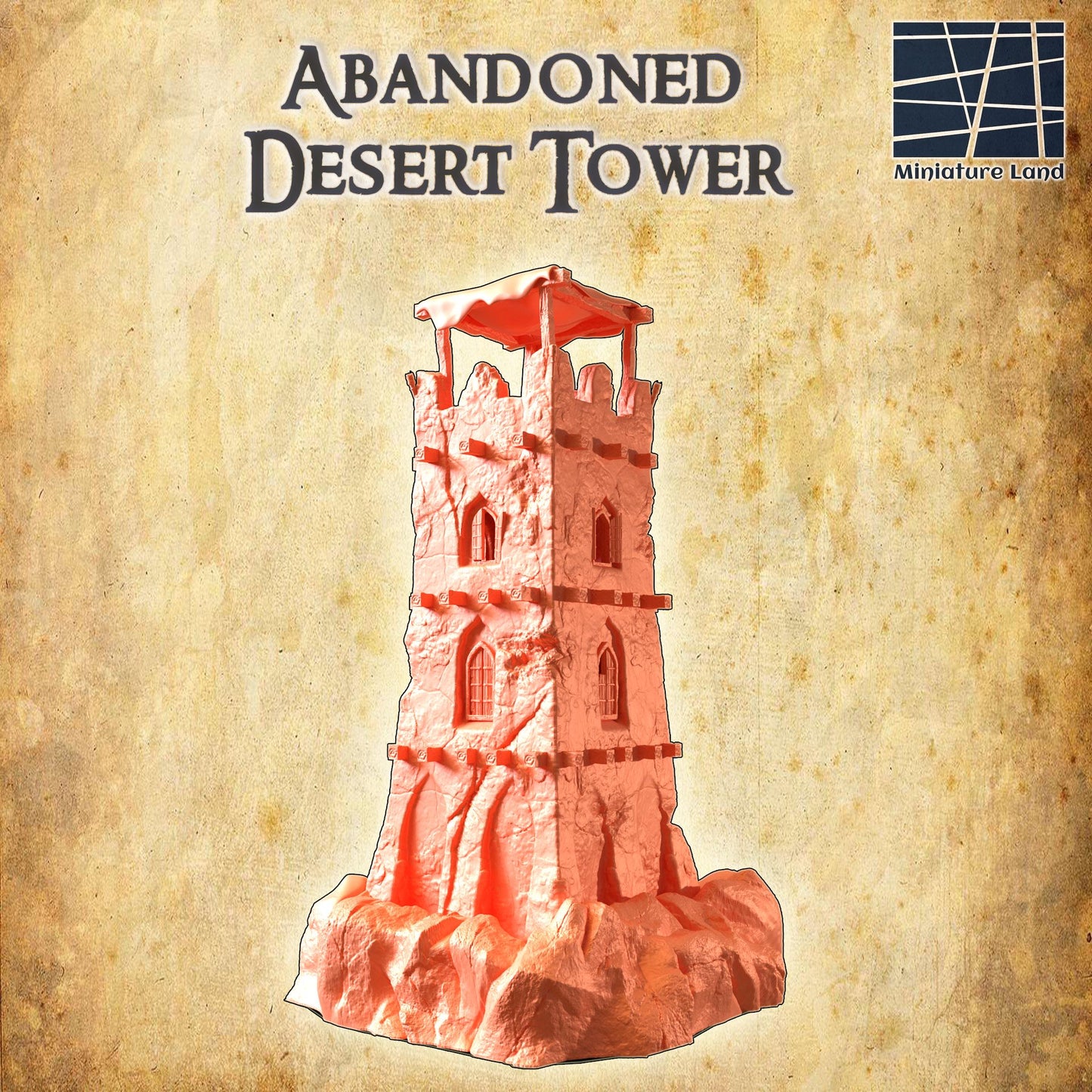 Abandoned Desert Tower - Tabletop Terrain - 28 MM Tabletop 3D Printed Terrain by MiniatureLand, Perfect for Wargaming and RPGs
