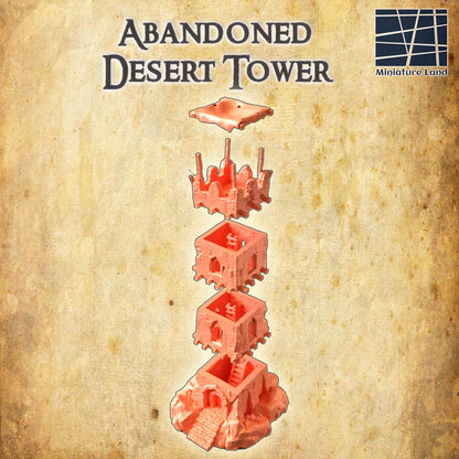 Abandoned Desert Tower - Tabletop Terrain - 28 MM Tabletop 3D Printed Terrain by MiniatureLand, Perfect for Wargaming and RPGs