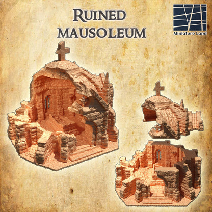 Ruined Mausoleum - Tabletop Terrain - 32MM, 28 MM, Tabletop 3D Printed Terrain by MiniatureLand, Perfect for Wargaming and RPGs