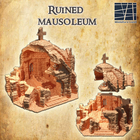 Ruined Mausoleum - Tabletop Terrain - 32MM, 28 MM, Tabletop 3D Printed Terrain by MiniatureLand, Perfect for Wargaming and RPGs