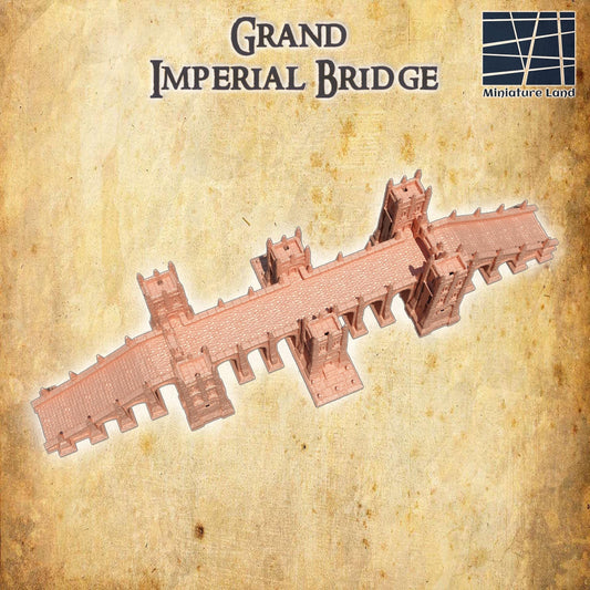 Grand Imperial Bridge - Tabletop Terrain - 28 MM, Tabletop 3D Printed Terrain by MiniatureLand, Perfect for Wargaming and RPGs