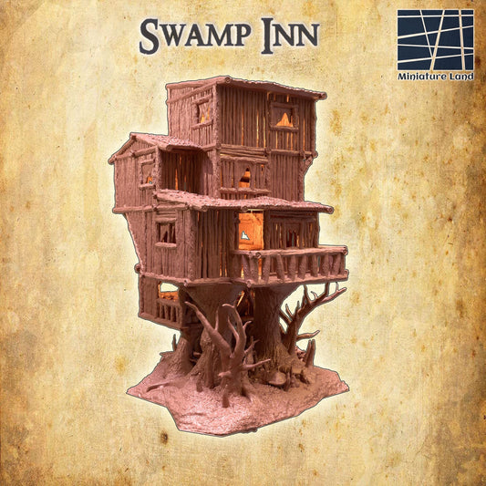 Swamp Inn - Tabletop Terrain - 28 MM, Tabletop 3D Printed Terrain by MiniatureLand, Perfect for Wargaming and RPGs