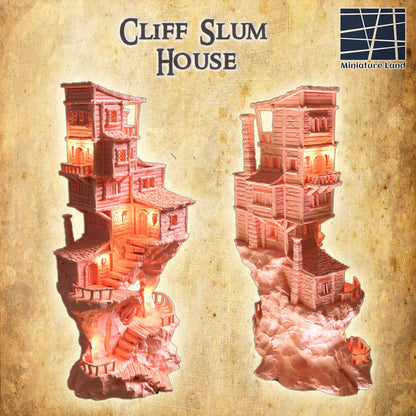 Cliff Slum House - Tabletop Terrain - 28 MM, Tabletop 3D Printed Terrain by MiniatureLand, Perfect for Wargaming and RPGs