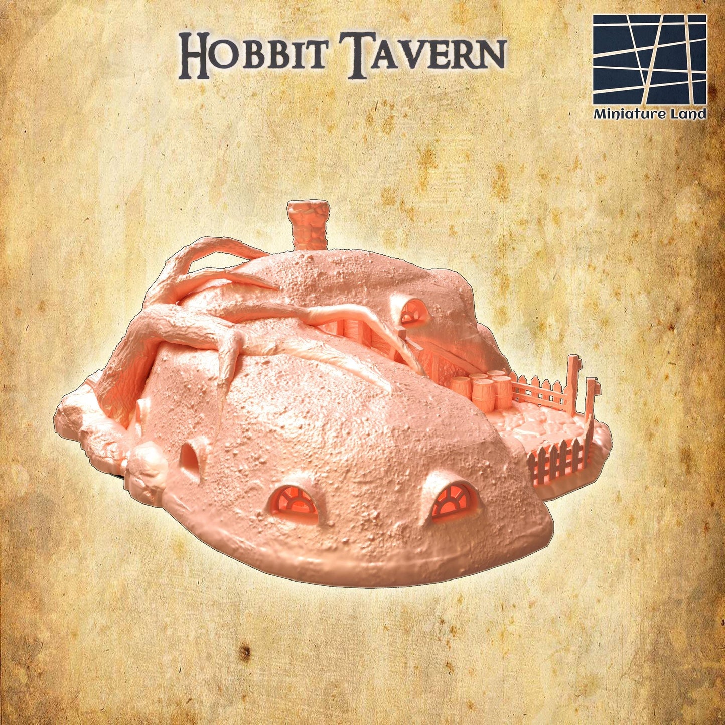 Hobbit Tavern - Tabletop Terrain - 28 MM, Tabletop 3D Printed Terrain by MiniatureLand, Perfect for Wargaming and RPGs