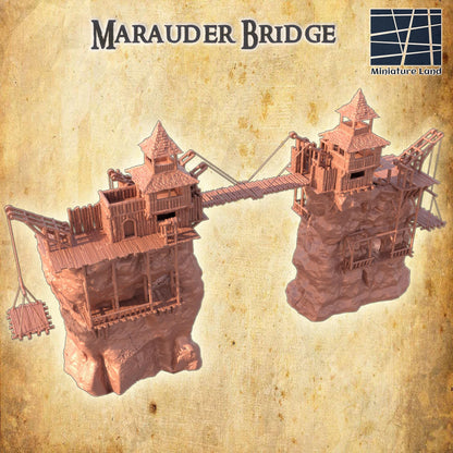 Marauder Bridge - Tabletop Terrain - 28 MM, Tabletop 3D Printed Terrain by MiniatureLand, Perfect for Wargaming and RPGs