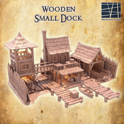 Small Wooden Dock - Tabletop Terrain - 28 MM, Tabletop 3D Printed Terrain by MiniatureLand, Perfect for Wargaming and RPGs