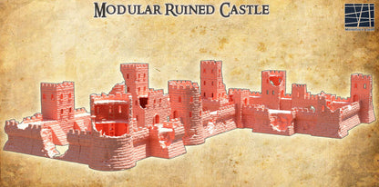 Modular Ruined Castle - Tabletop Terrain - 28 MM, Tabletop 3D Printed Terrain by MiniatureLand, Perfect for Wargaming and RPGs