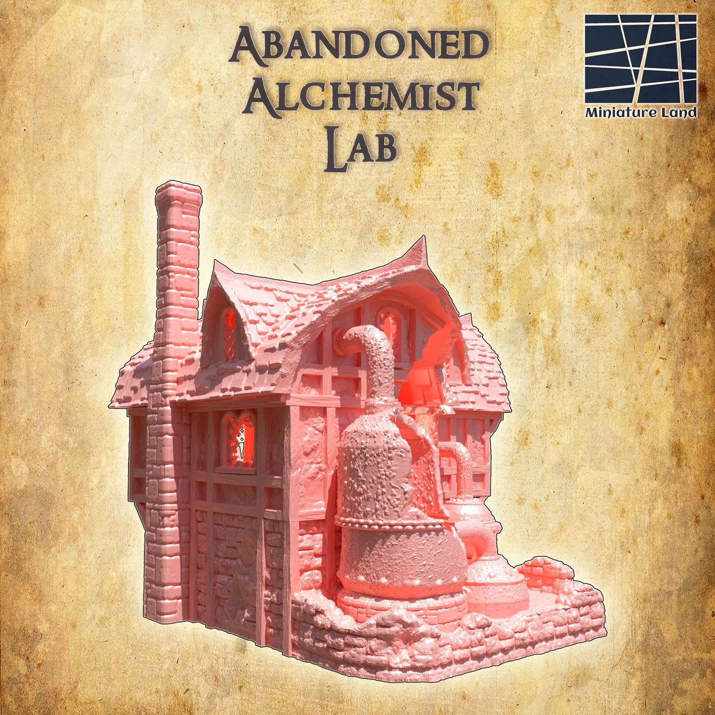 Abandoned Alchemist Lab - Tabletop Terrain - 28 MM, Tabletop 3D Printed Terrain by MiniatureLand, Perfect for Wargaming and RPGs