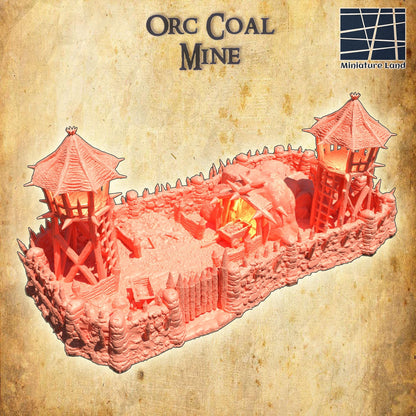 Orc Coal Mine - Tabletop Terrain - 28 MM, Tabletop 3D Printed Terrain by MiniatureLand, Perfect for Wargaming and RPGs