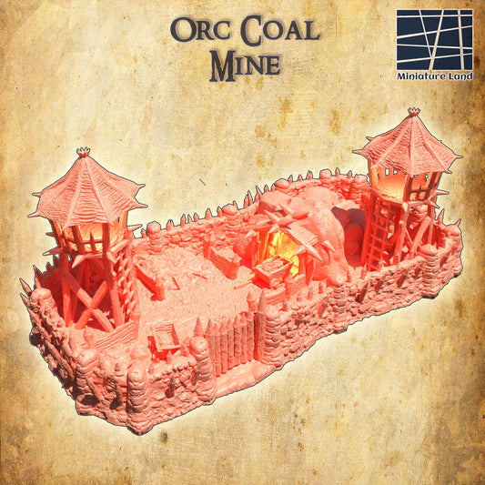 Orc Coal Mine - Tabletop Terrain - 28 MM, Tabletop 3D Printed Terrain by MiniatureLand, Perfect for Wargaming and RPGs
