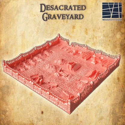 Desecrated Graveyard - Tabletop Terrain - 28 MM, Tabletop 3D Printed Terrain by MiniatureLand, Perfect for Wargaming and RPGs