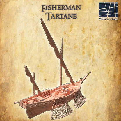 Fisherman Tartane - Tabletop Terrain - 28 MM, Tabletop 3D Printed Terrain by MiniatureLand, Perfect for Wargaming and RPGs
