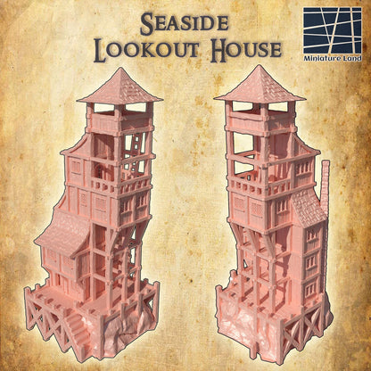 Seaside Lookout House - Tabletop Terrain - 28 MM, Tabletop 3D Printed Terrain by MiniatureLand, Perfect for Wargaming and RPGs