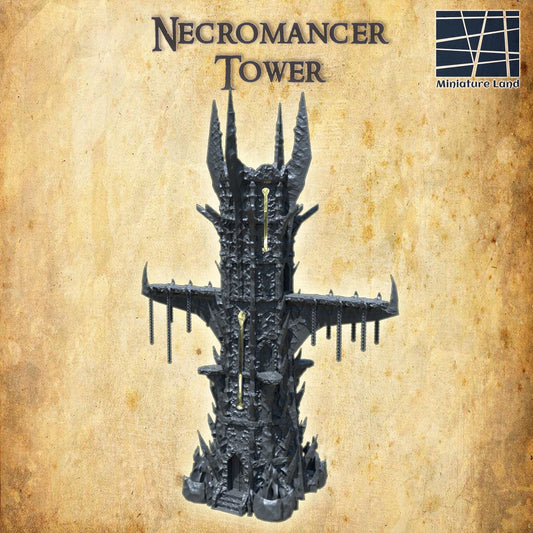 Necromancer Tower - Tabletop Terrain - 28 MM, Tabletop 3D Printed Terrain by MiniatureLand, Perfect for Wargaming and RPGs