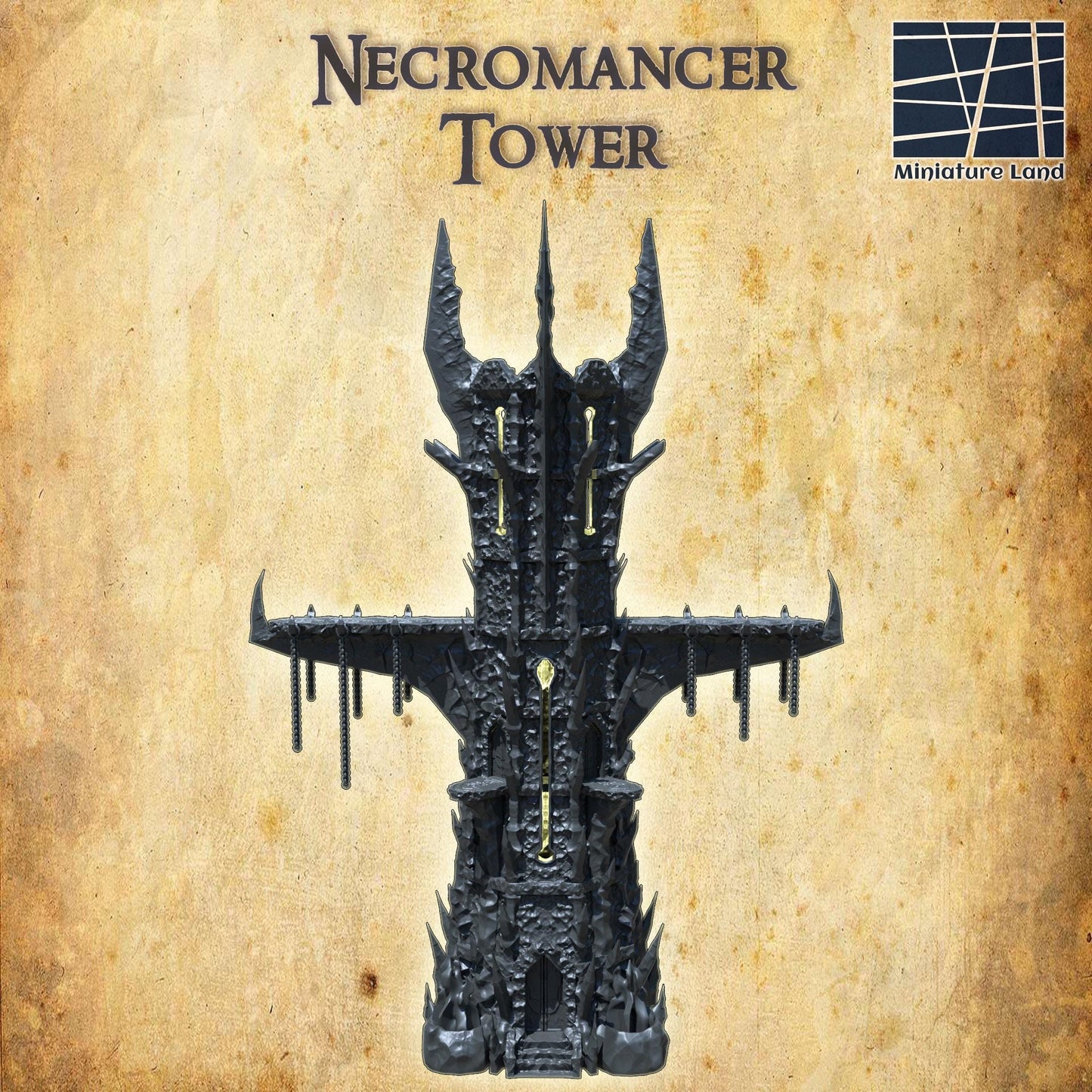 Necromancer Tower - Tabletop Terrain - 28 MM, Tabletop 3D Printed Terrain by MiniatureLand, Perfect for Wargaming and RPGs