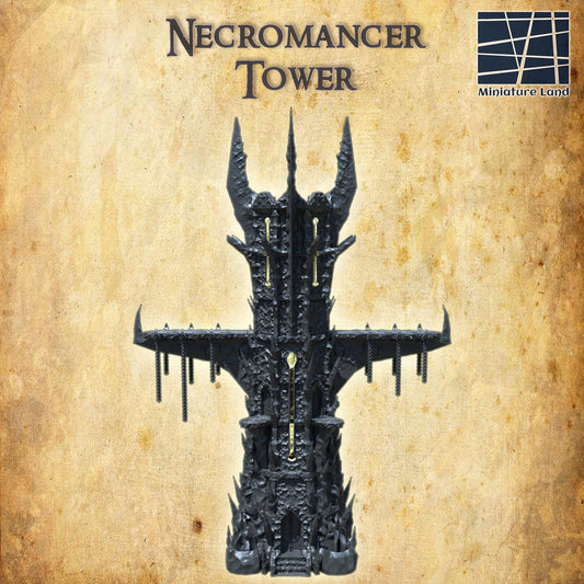 Necromancer Tower - Tabletop Terrain - 28 MM, Tabletop 3D Printed Terrain by MiniatureLand, Perfect for Wargaming and RPGs