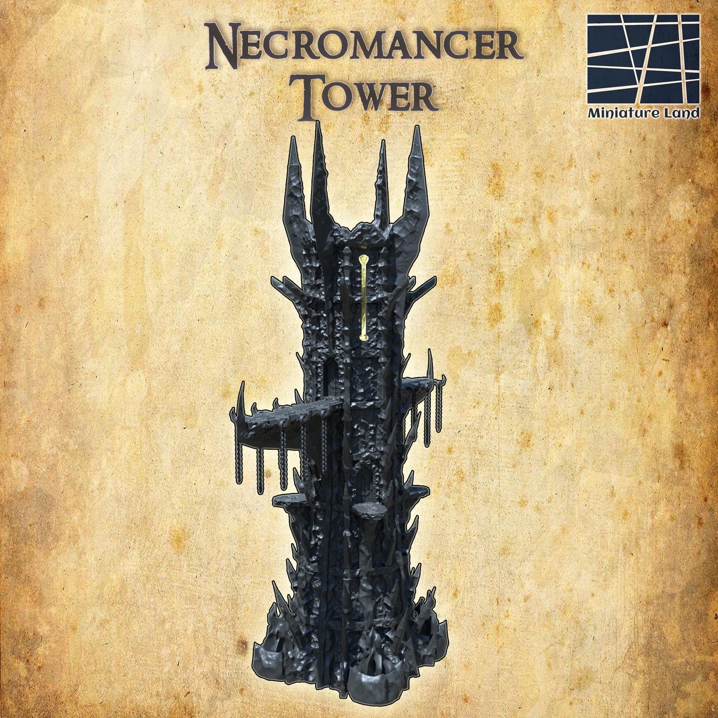 Necromancer Tower - Tabletop Terrain - 28 MM, Tabletop 3D Printed Terrain by MiniatureLand, Perfect for Wargaming and RPGs