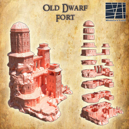 Old Dwarf Fort - Tabletop Terrain - 28 MM, Tabletop 3D Printed Terrain by MiniatureLand, Perfect for Wargaming and RPGs
