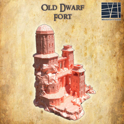 Old Dwarf Fort - Tabletop Terrain - 28 MM, Tabletop 3D Printed Terrain by MiniatureLand, Perfect for Wargaming and RPGs