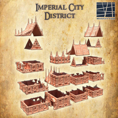 Imperial City District - Tabletop Terrain - 28 MM, Tabletop 3D Printed Terrain by MiniatureLand, Perfect for Wargaming and RPGs