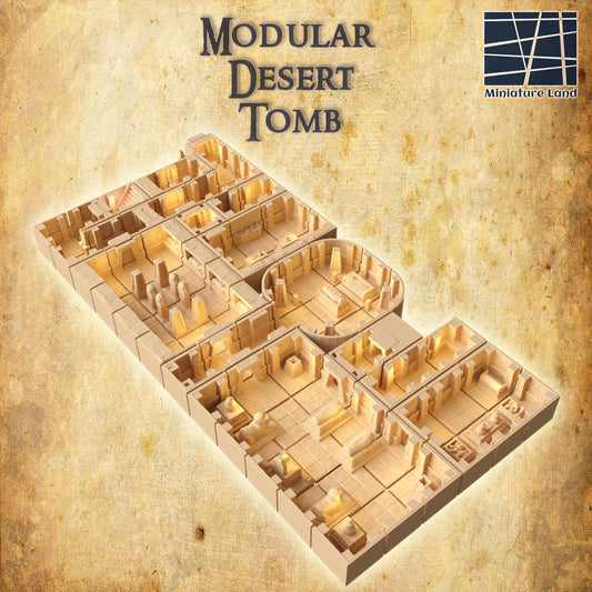Modular Desert Tomb - Tabletop Terrain - 28 MM 3D Printed Terrain by MiniatureLand, Perfect for Wargaming and RPGs