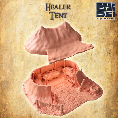 Healer Tent - Tabletop Terrain - 28 MM, Tabletop 3D Printed Terrain by MiniatureLand, Perfect for Wargaming and RPGs