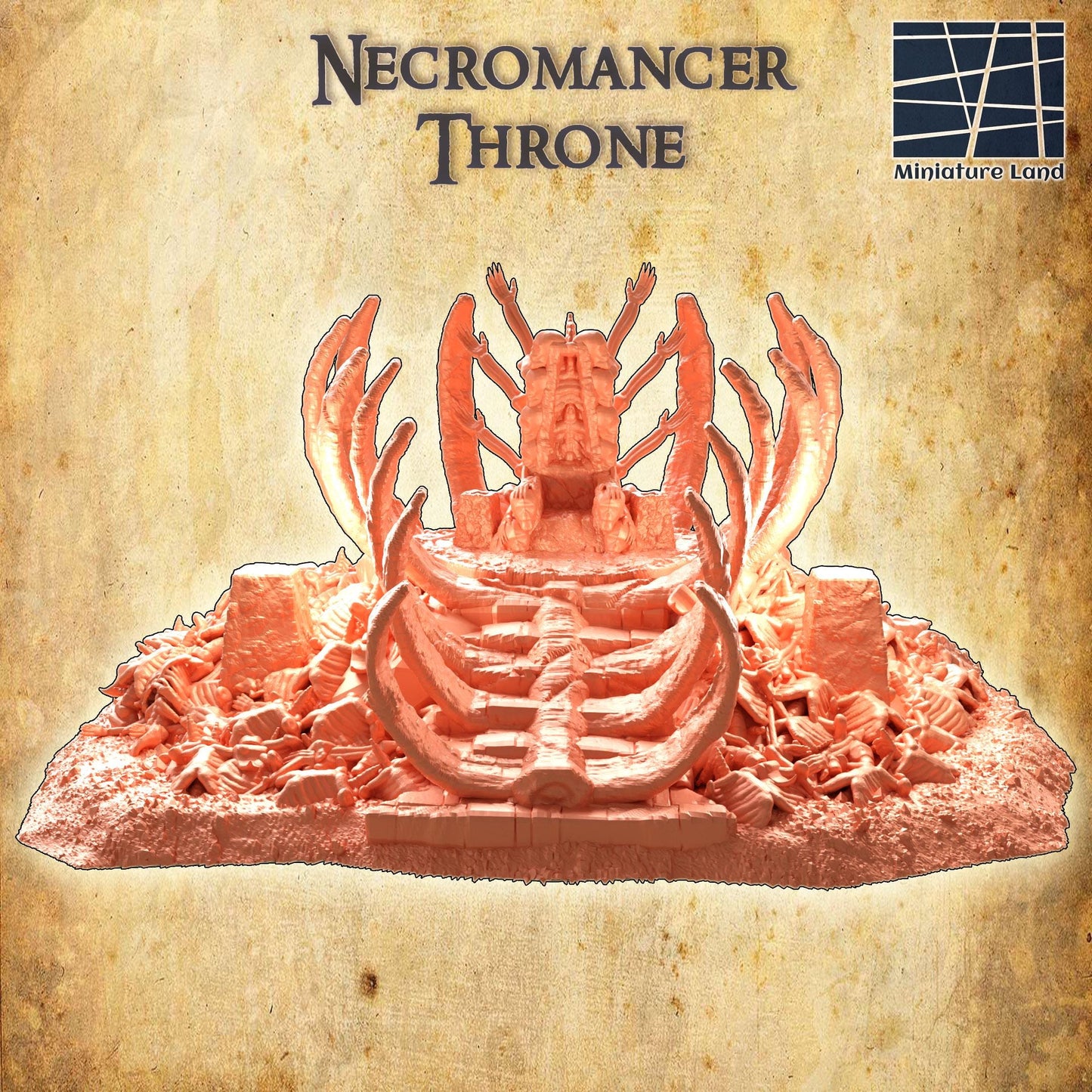 Necromancer Throne - Tabletop Terrain - 28 MM, Tabletop 3D Printed Terrain by MiniatureLand, Perfect for Wargaming and RPGs