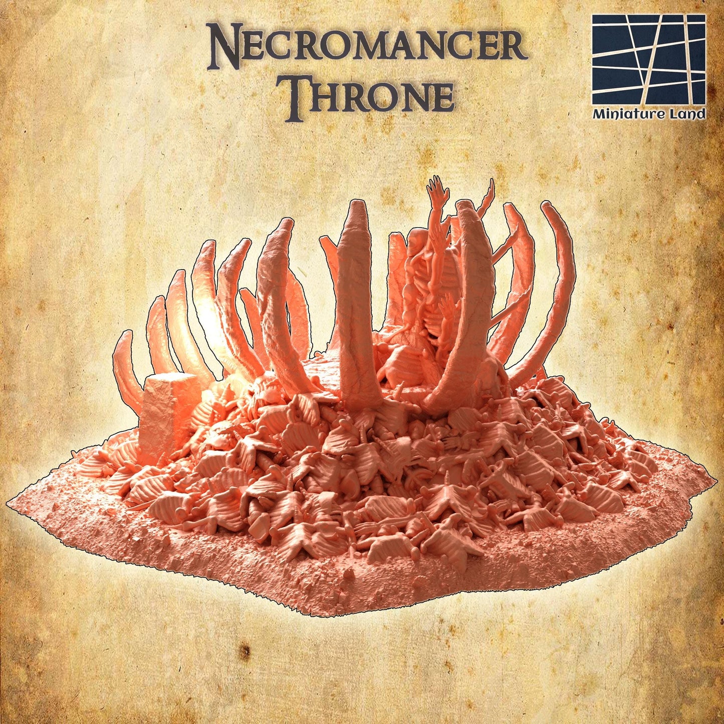 Necromancer Throne - Tabletop Terrain - 28 MM, Tabletop 3D Printed Terrain by MiniatureLand, Perfect for Wargaming and RPGs
