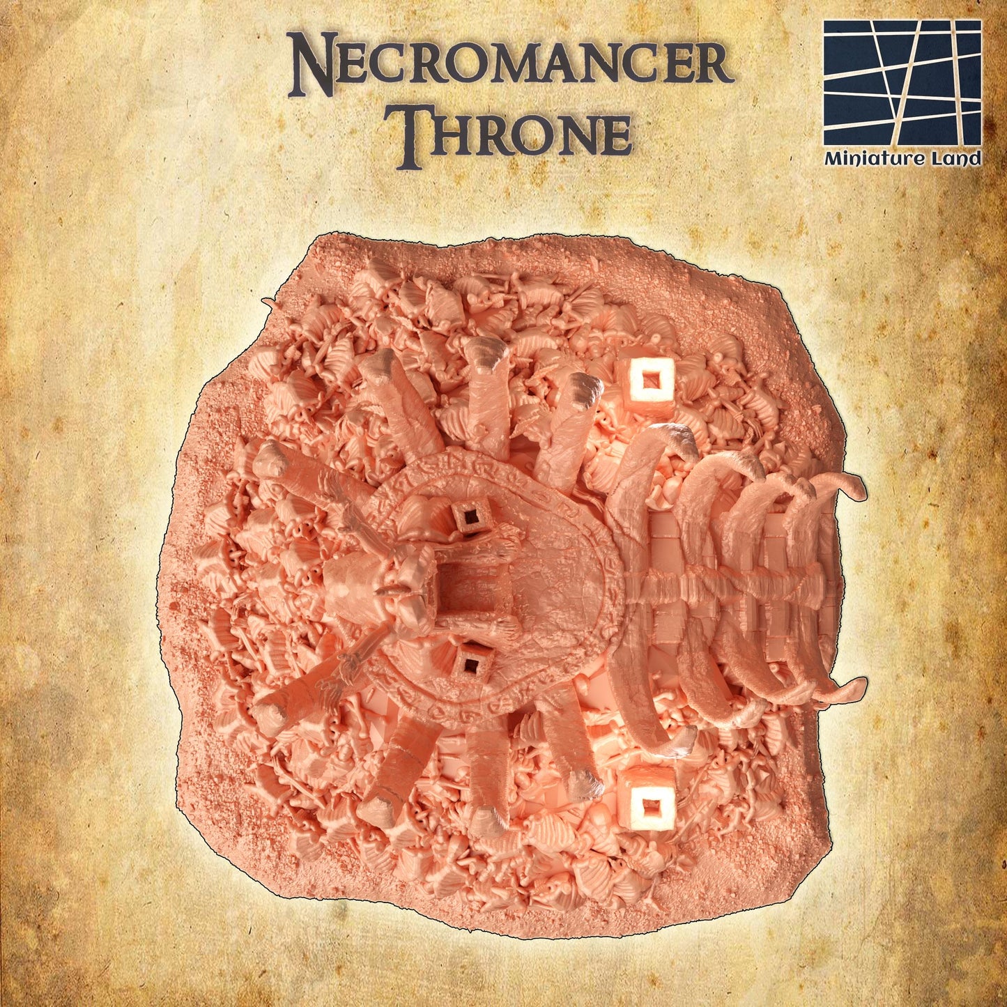 Necromancer Throne - Tabletop Terrain - 28 MM, Tabletop 3D Printed Terrain by MiniatureLand, Perfect for Wargaming and RPGs