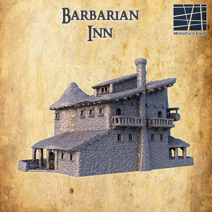 Barbarian Inn - Tabletop Terrain - 28 MM, Tabletop 3D Printed Terrain by MiniatureLand, Perfect for Wargaming and RPGs