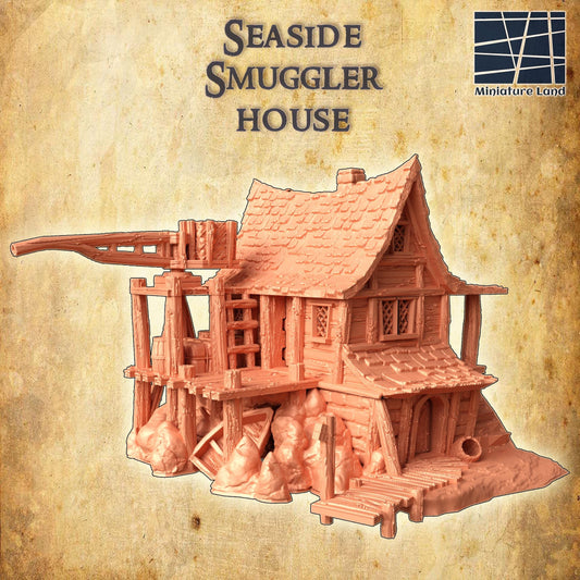 Seaside Smuggler House- Tabletop Terrain - 28 MM, Tabletop 3D Printed Terrain by MiniatureLand, Perfect for Wargaming and RPGs