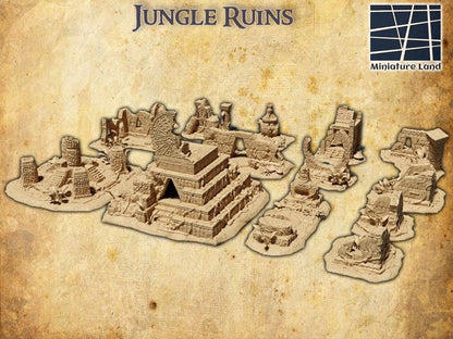 Jungle Ruin - Tabletop Terrain - 28 MM, Tabletop 3D Printed Terrain by MiniatureLand, Perfect for Wargaming and RPGs