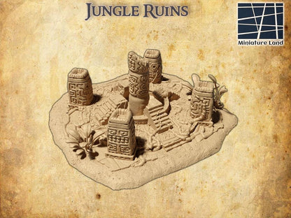 Jungle Ruin - Tabletop Terrain - 28 MM, Tabletop 3D Printed Terrain by MiniatureLand, Perfect for Wargaming and RPGs