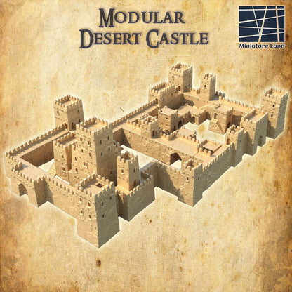 Modular Desert Castle - Tabletop Terrain - 28 MM, Tabletop 3D Printed Terrain by MiniatureLand, Perfect for Wargaming and RPGs