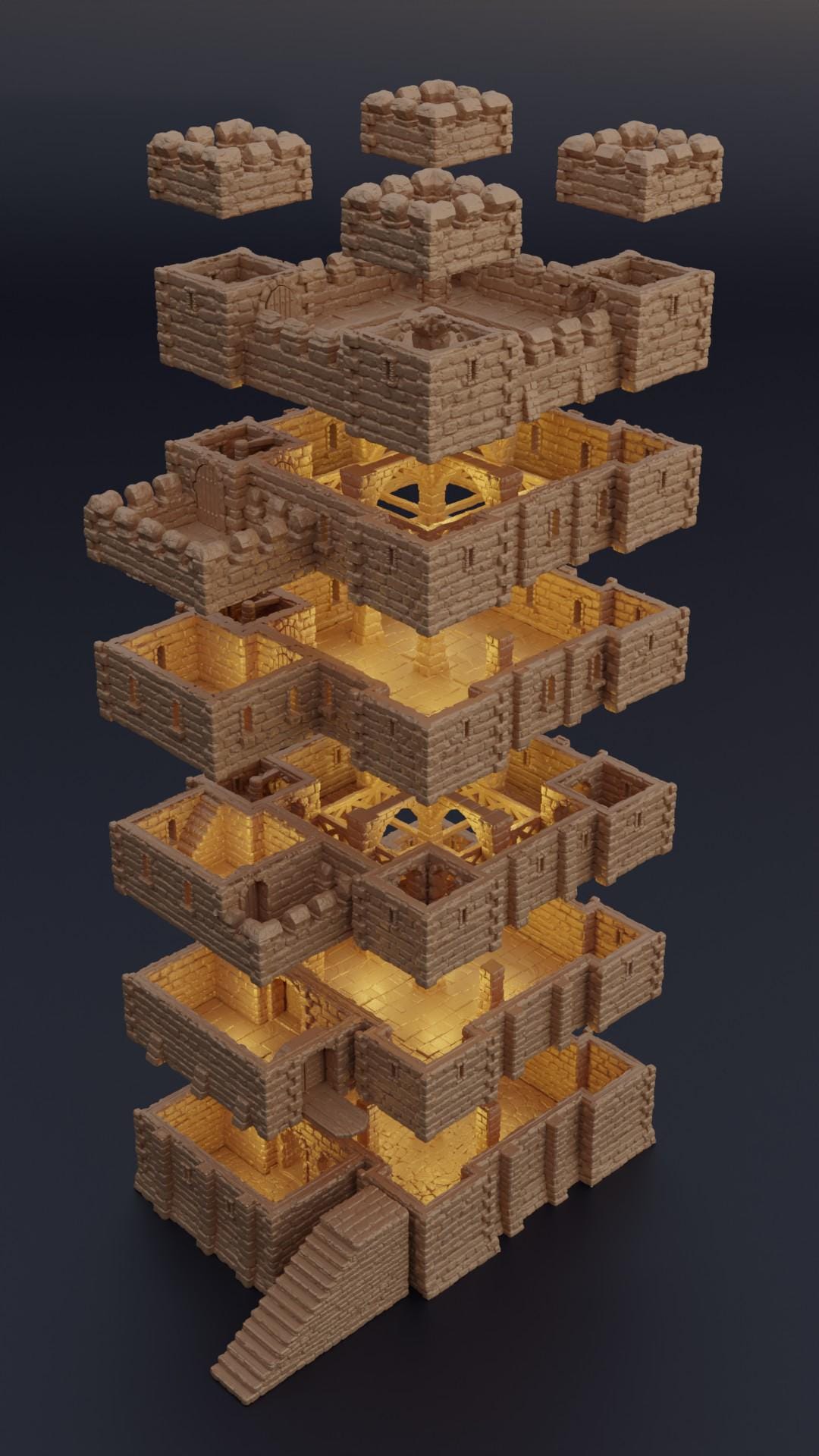 Old Norman Keep - Tabletop Terrain - 28 MM, Tabletop 3D Printed Terrain by MiniatureLand, Perfect for Wargaming and RPGs