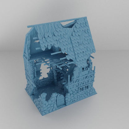 Ruined House - Tabletop Terrain - 28 MM, Tabletop 3D Printed Terrain by MiniatureLand, Perfect for Wargaming and RPGs