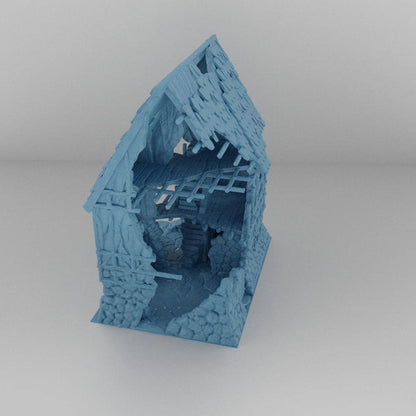 Ruined House - Tabletop Terrain - 28 MM, Tabletop 3D Printed Terrain by MiniatureLand, Perfect for Wargaming and RPGs