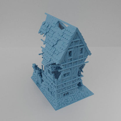 Ruined House - Tabletop Terrain - 28 MM, Tabletop 3D Printed Terrain by MiniatureLand, Perfect for Wargaming and RPGs