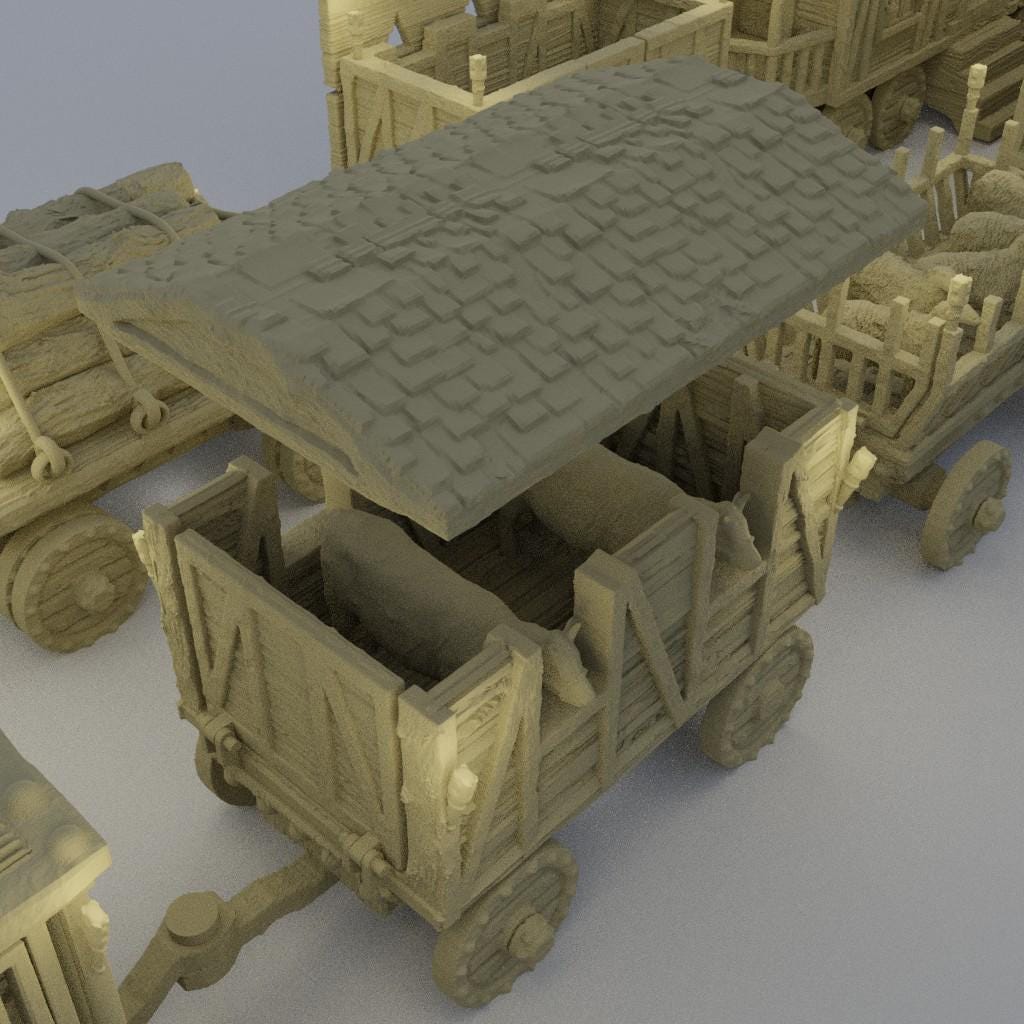 Convoy of Settlers - Tabletop Terrain - 28 MM, Tabletop 3D Printed Terrain by MiniatureLand, Perfect for Wargaming and RPGs
