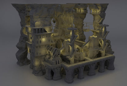 Dwarf Forge Complex - Tabletop Terrain - 28 MM, Tabletop 3D Printed Terrain by MiniatureLand, Perfect for Wargaming and RPGs