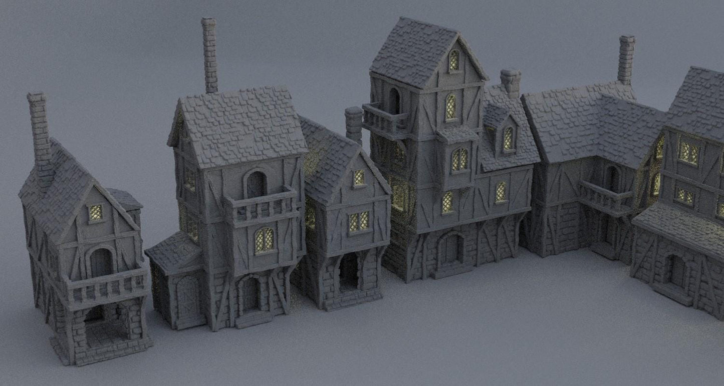 Modular Town District - Tabletop Terrain - 28 MM, Tabletop 3D Printed Terrain by MiniatureLand, Perfect for Wargaming and RPGs