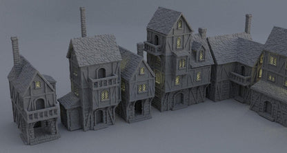 Modular Town District - Tabletop Terrain - 28 MM, Tabletop 3D Printed Terrain by MiniatureLand, Perfect for Wargaming and RPGs