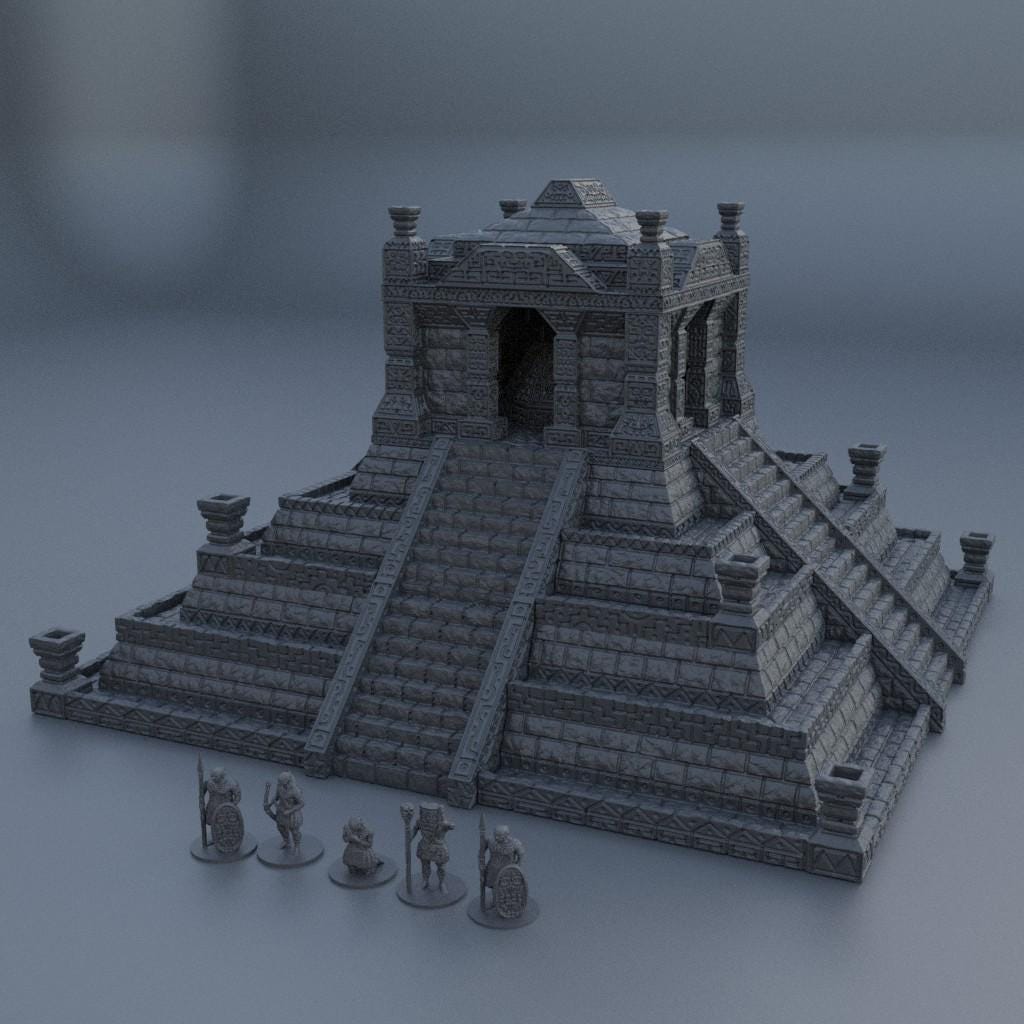 Small Jungle Temple - Tabletop Terrain - 28 MM, Tabletop 3D Printed Terrain by MiniatureLand, Perfect for Wargaming and RPGs