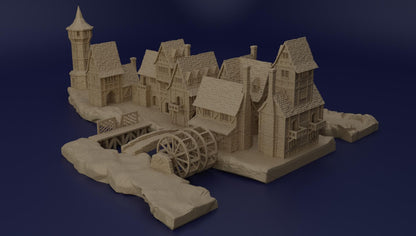 River Village - Tabletop Terrain - 28 MM, Tabletop 3D Printed Terrain by MiniatureLand, Perfect for Wargaming and RPGs