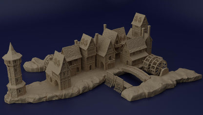 River Village - Tabletop Terrain - 28 MM, Tabletop 3D Printed Terrain by MiniatureLand, Perfect for Wargaming and RPGs