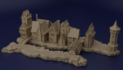 River Village - Tabletop Terrain - 28 MM, Tabletop 3D Printed Terrain by MiniatureLand, Perfect for Wargaming and RPGs