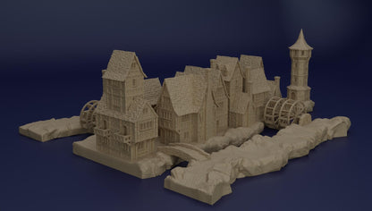 River Village - Tabletop Terrain - 28 MM, Tabletop 3D Printed Terrain by MiniatureLand, Perfect for Wargaming and RPGs