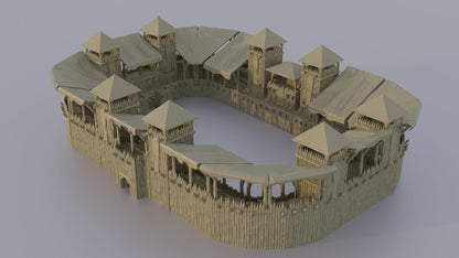 Modular Wooden Arena - Tabletop Terrain - 28 MM, Tabletop 3D Printed Terrain by MiniatureLand, Perfect for Wargaming and RPGs